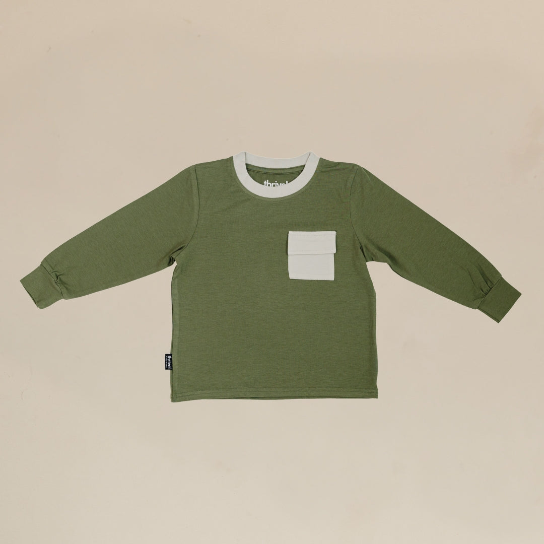 Bamboo Cargo Pocket Tee - Olivine