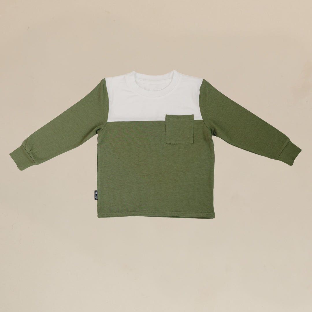 Bamboo Long Sleeve Pocket Tee - Olivine