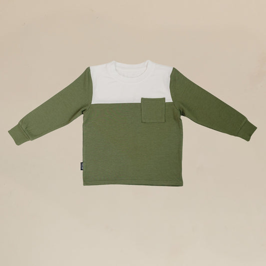 Bamboo Long Sleeve Pocket Tee - Olivine