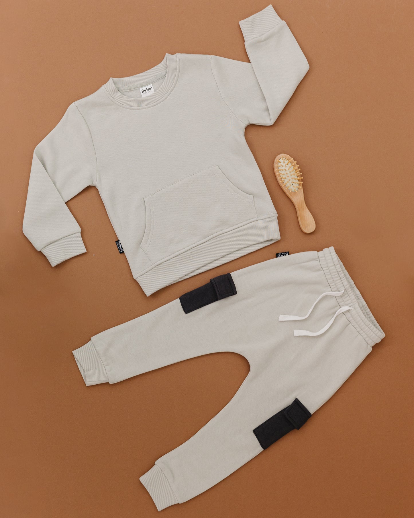 Bamboo Crewneck Sweatpants Set - White Onyx