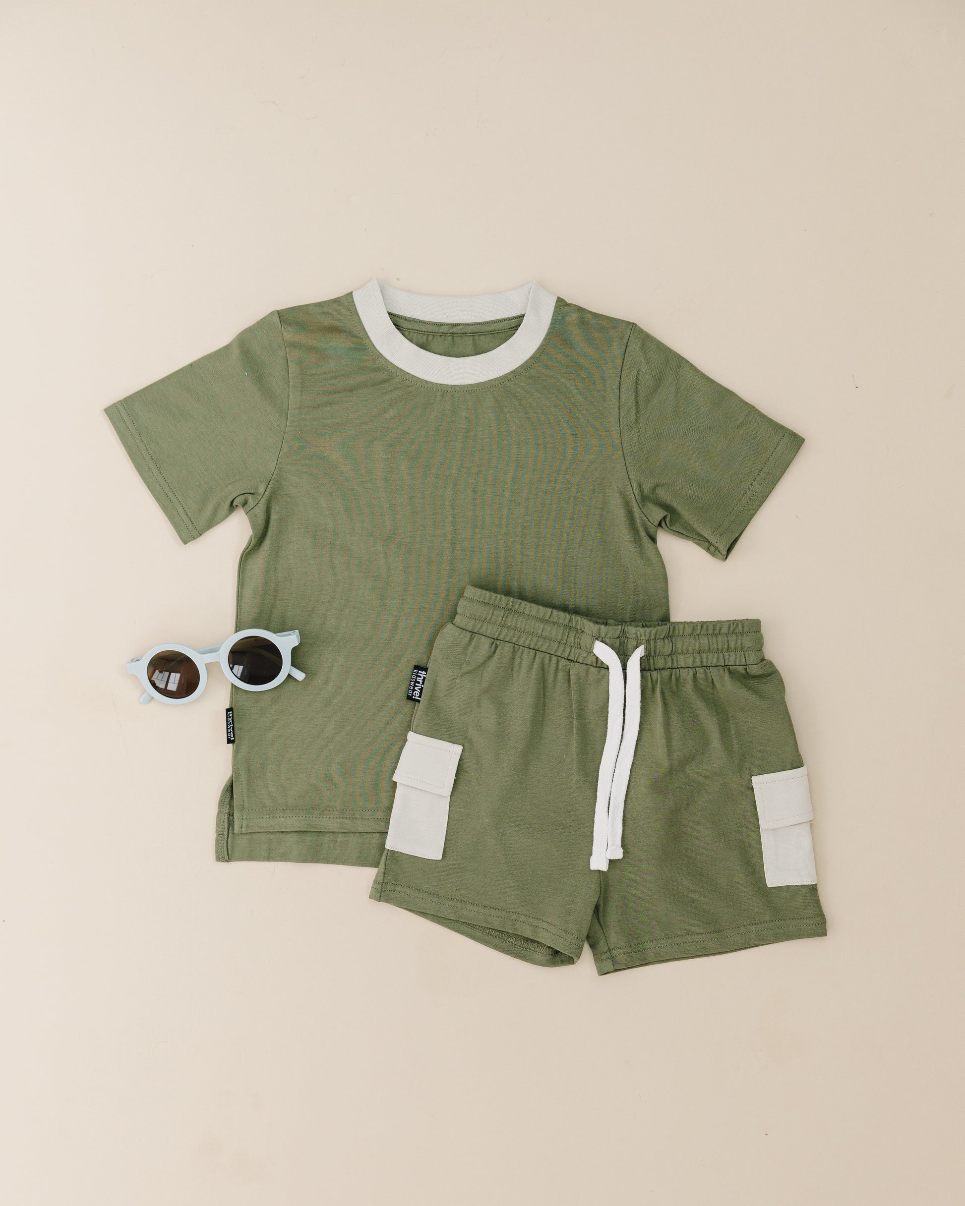 Bamboo Tee/Cargo Shorts Set - Olivine