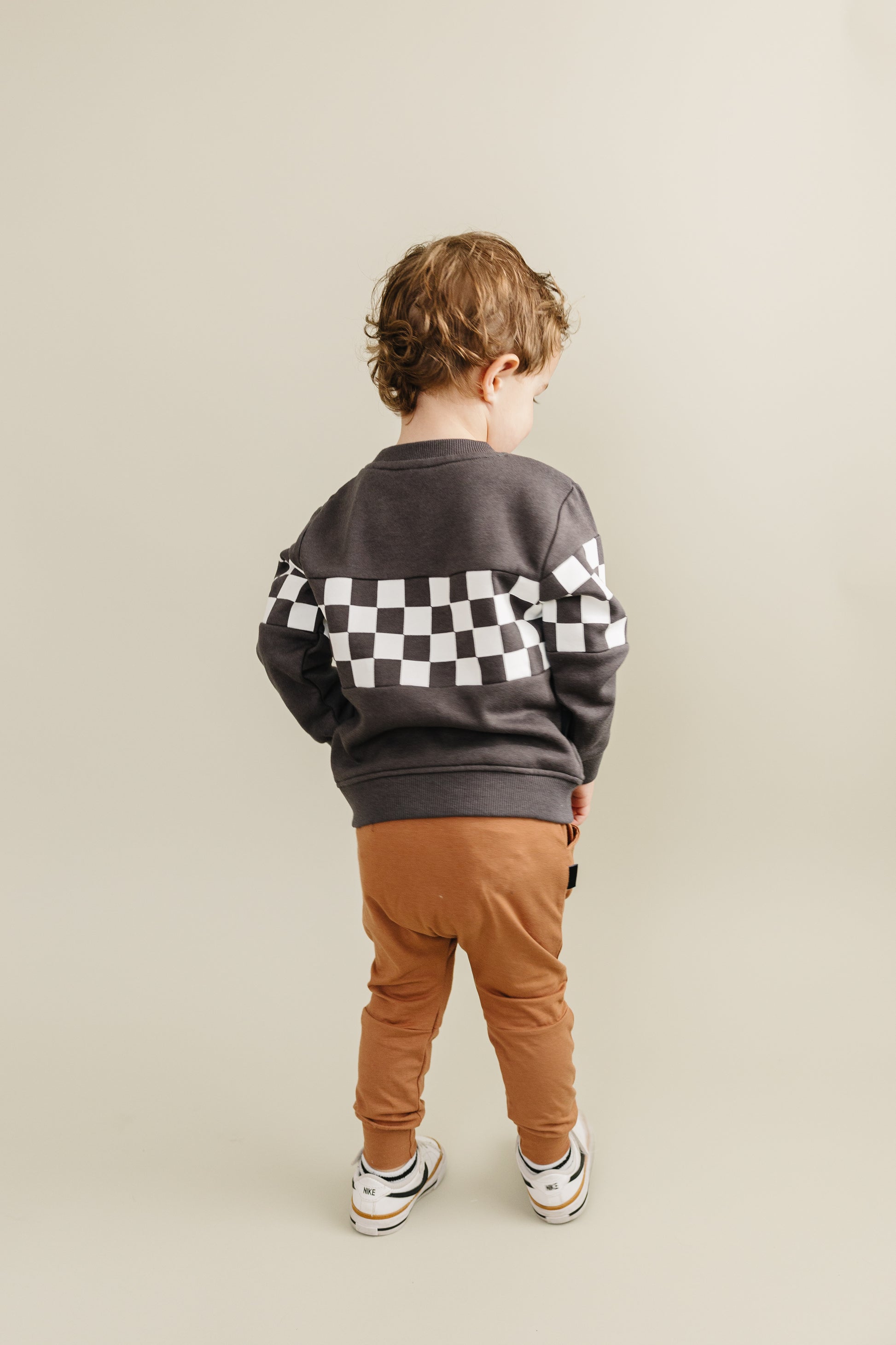 Bamboo Checkered Crewneck - Raven
