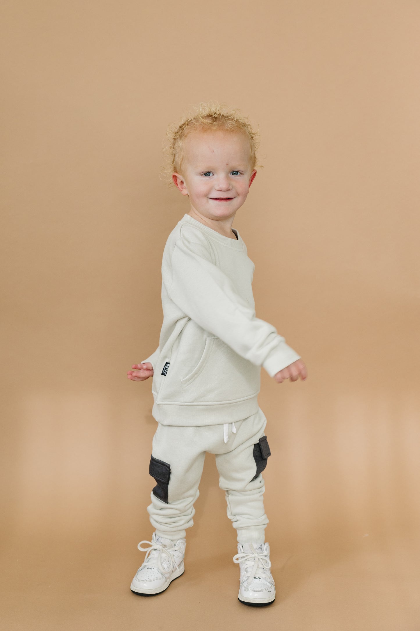 Bamboo Crewneck Sweatpants Set - White Onyx