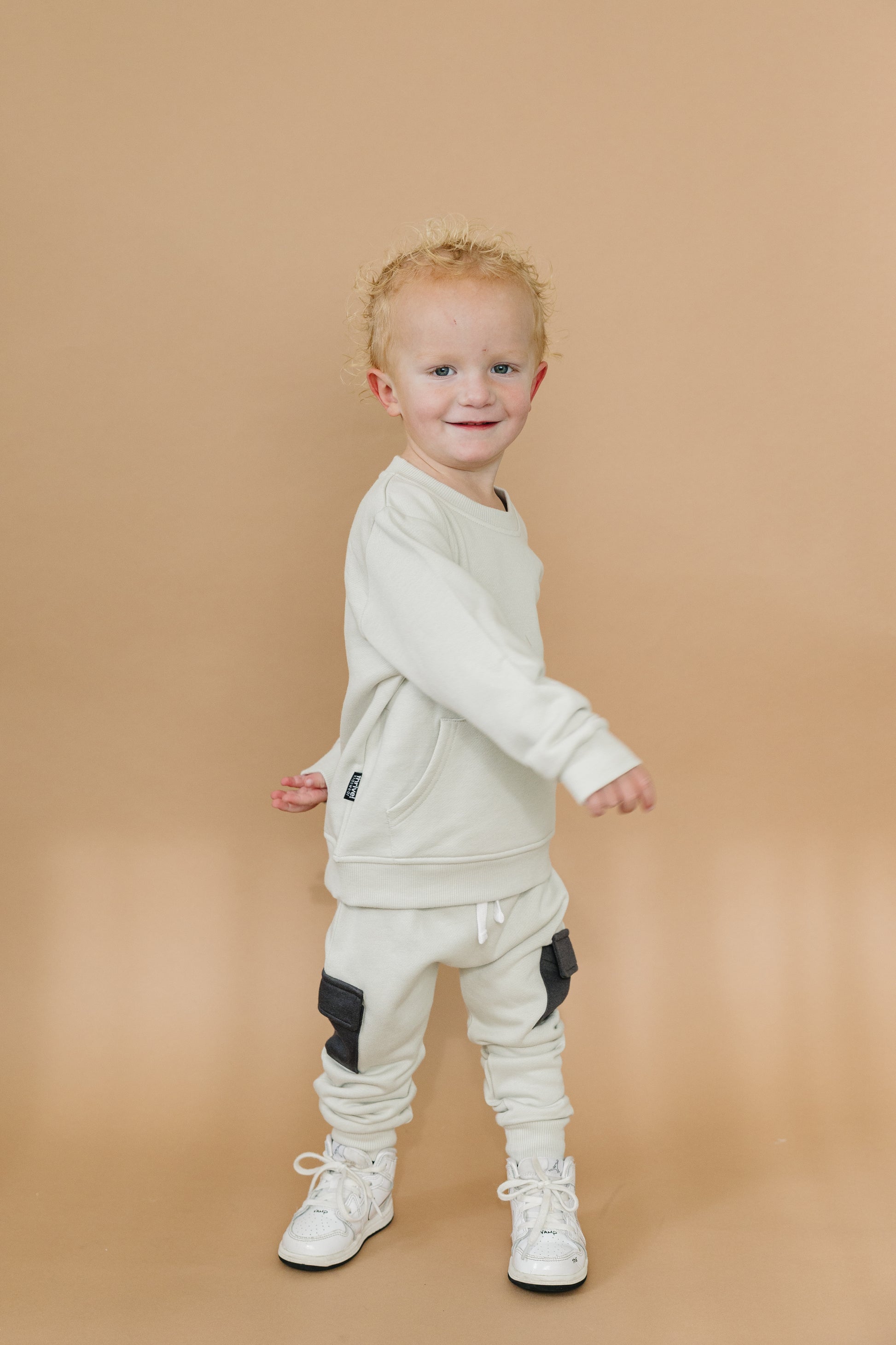 Bamboo Crewneck Sweatpants Set - White Onyx