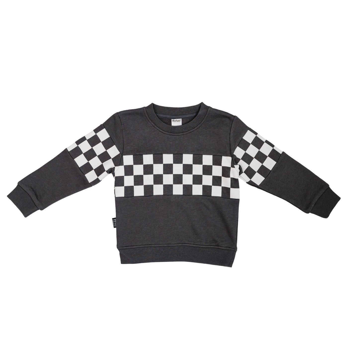 Bamboo Checkered Crewneck - Raven