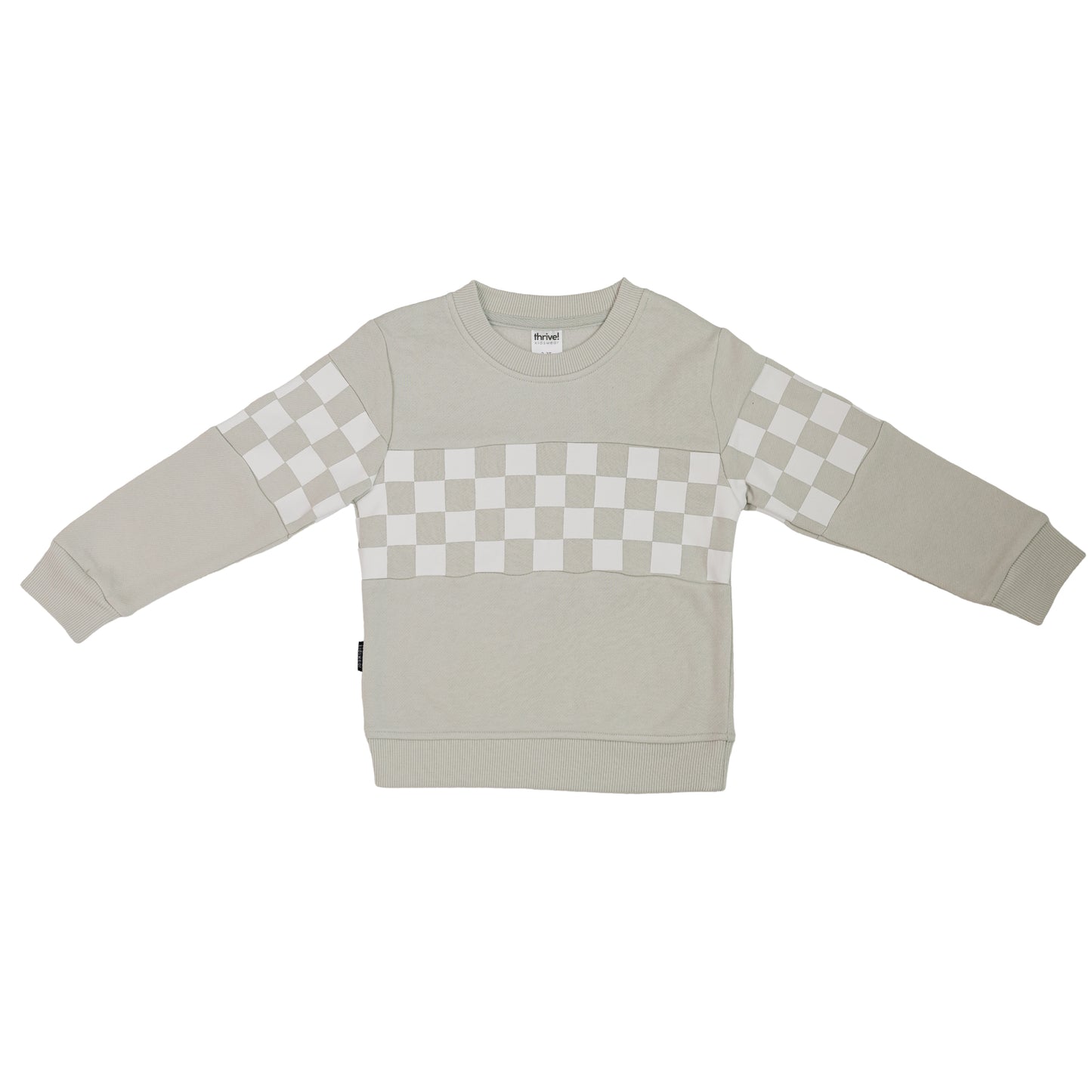 Bamboo Checkered Crewneck - White Onyx