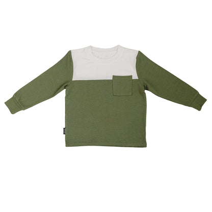 Bamboo Long Sleeve Pocket Tee - Olivine