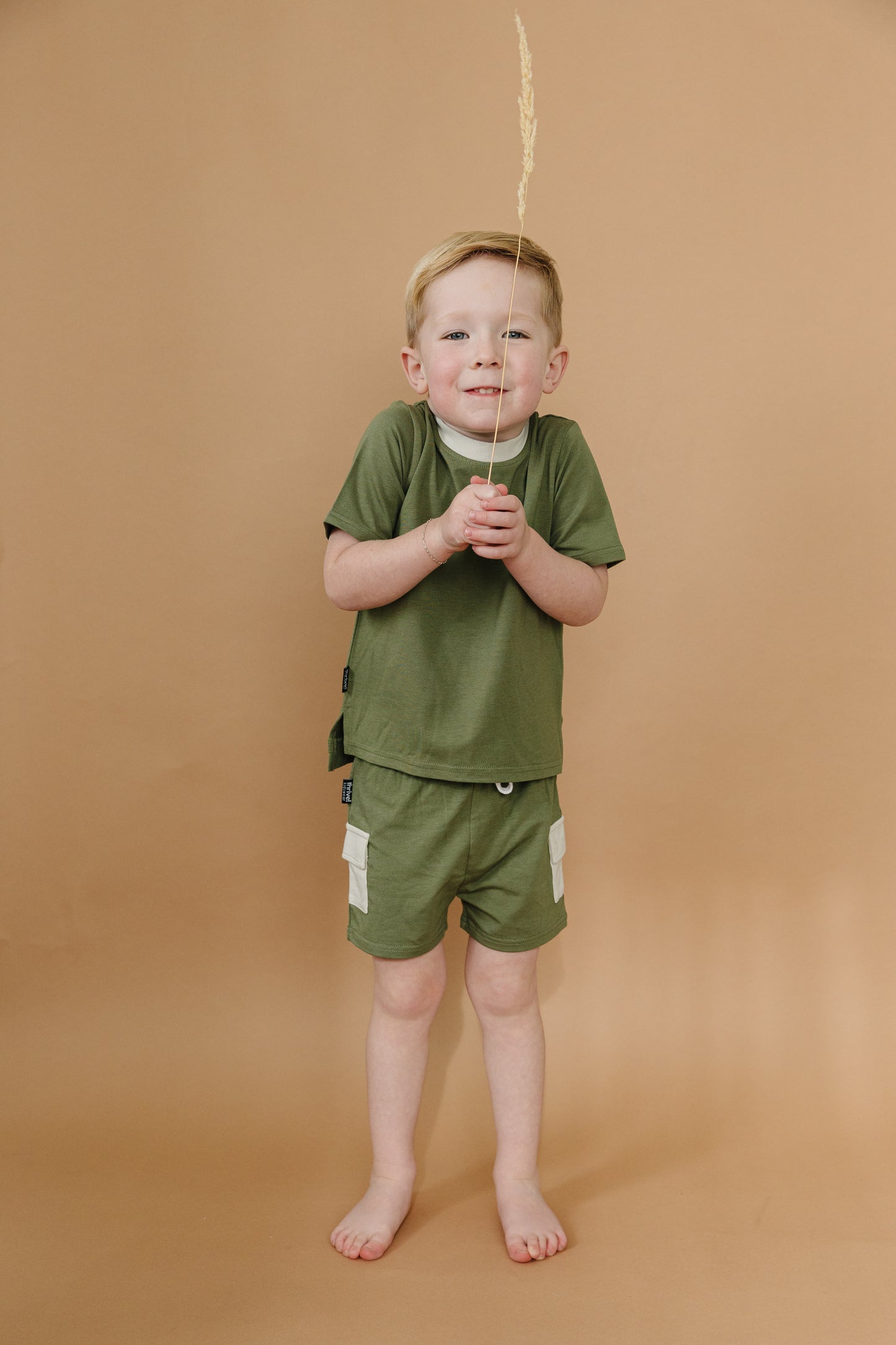 Bamboo Tee/Cargo Shorts Set - Olivine